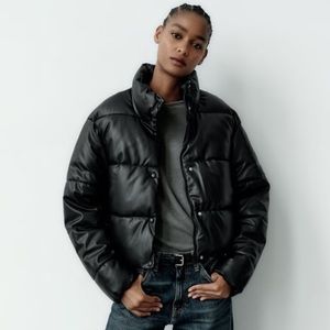 Faux leather puffer jacket from Zara sz xs